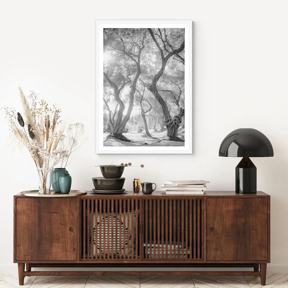 Poster in einem weißen Rahmen - Im Olivenhain - 50x70 cm