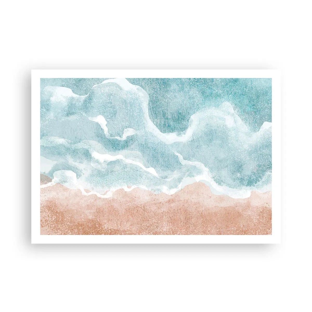 Poster - Abstrakter Strand mit Wellen in Blau- und Beigetönen - 100x70cm - Cloud-Abstraktion - Moderne Wanddekoration für Wohnzimmer und Schlafzimmer ARTTOR