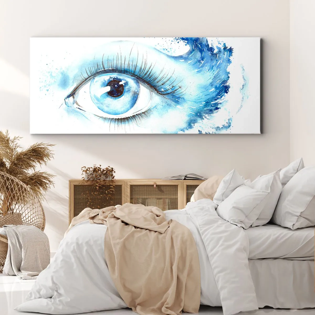 Bild auf Leinwand - Leinwandbild - Tauchen Sie ein in das Blau der Blicke - 100x40 cm