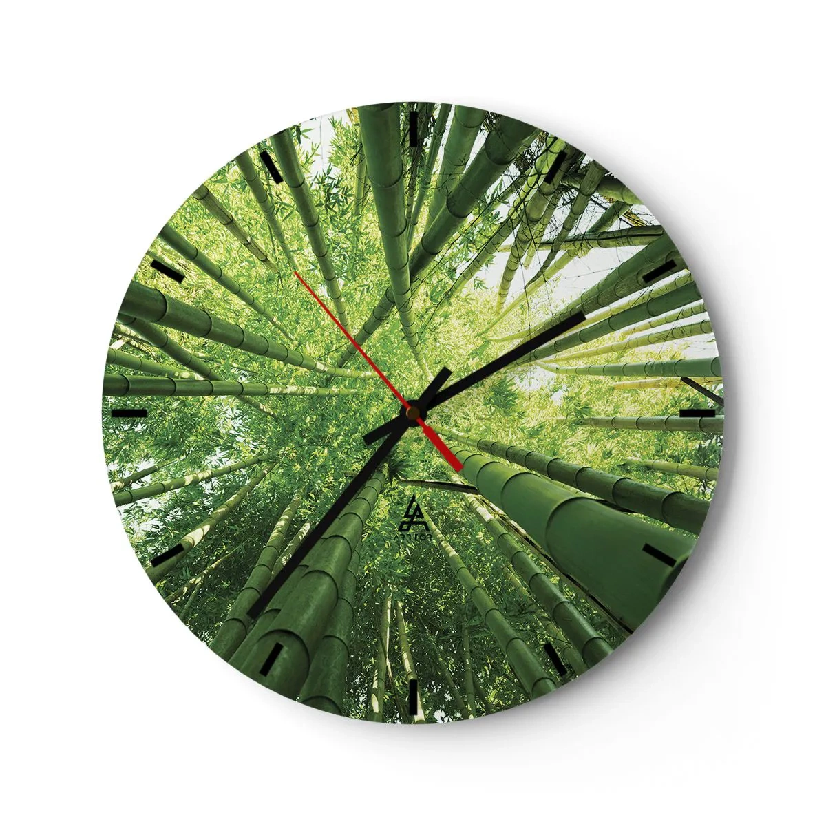 Wanduhr - Glasuhr - Ein Blick auf grüne Bambussprossen im Wald - 30x30cm - In einem Bambushain - Moderne Wanddekoration für Wohnzimmer, Küche und Schlafzimmer ARTTOR