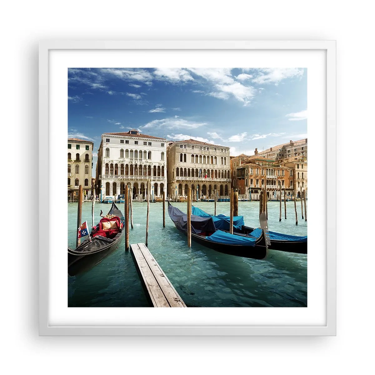 Poster in einem weißen Rahmen - Paläste in Blau - 50x50 cm