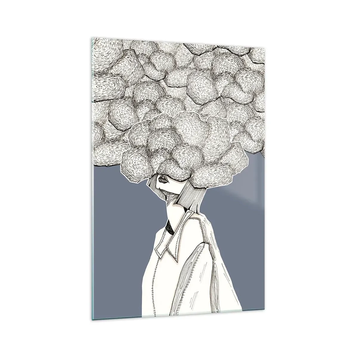 Glasbild - Bild auf glas - Mit dem Kopf in den Wolken stecken - 70x100 cm