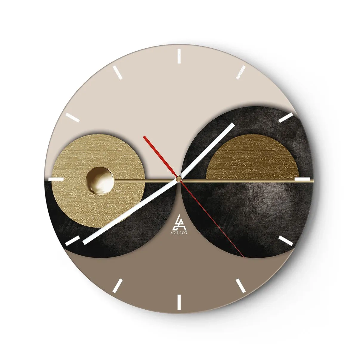 Wanduhr - Glasuhr - Eine moderne Komposition mit geometrischen Kreisen - 30x30cm - Variationen rund um den Kreis - Moderne Wanddekoration für Wohnzimmer, Küche und Schlafzimmer ARTTOR