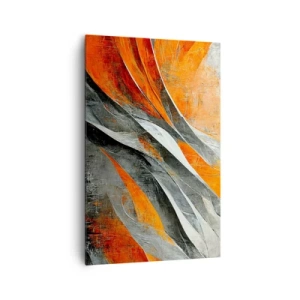 Bild auf Leinwand - Leinwandbild - Abstrakte Linien in Orange- und Grautönen - 80x120cm - Hitze und Kälte - Moderne Wanddekoration für Wohnzimmer und Schlafzimmer ARTTOR