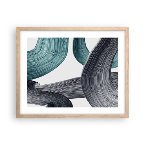 Poster in einem Rahmen aus heller Eiche - Smaragdgrüne und schwarze Pfade - 50x40 cm