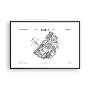Poster in einem schwarzem Rahmen - Anatomie von Dubai - 91x61 cm