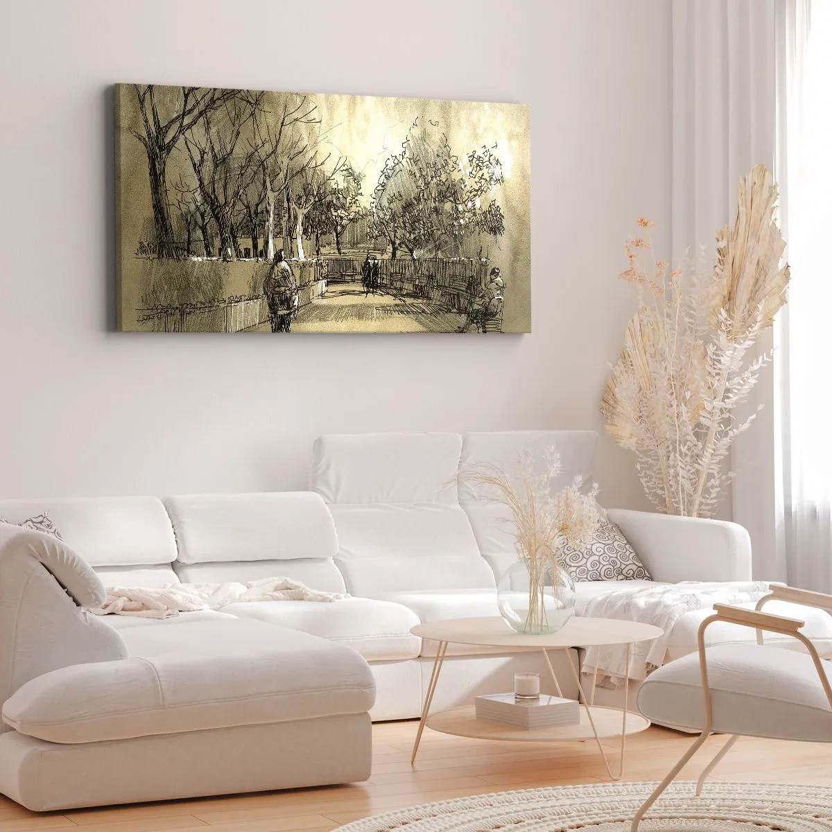 Bild auf Leinwand - Leinwandbild - Ein Moment mit einer Feder angehalten - 90x30 cm