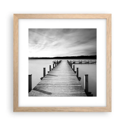 Poster in einem Rahmen aus heller Eiche - An der Wasserstelle - Ruhe - 30x30 cm