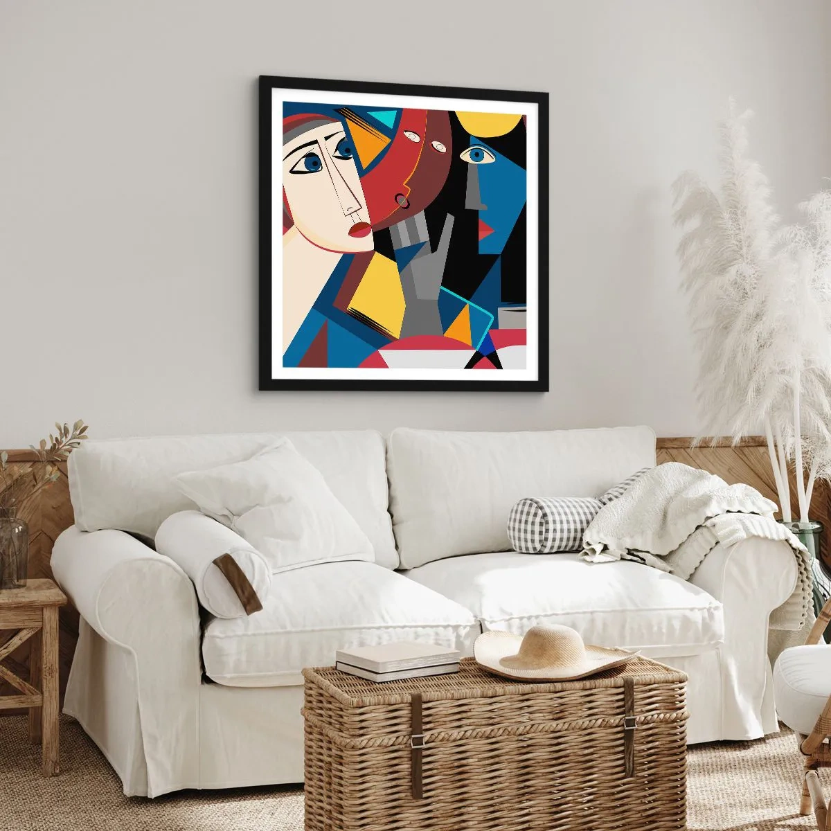 Poster in einem schwarzem Rahmen - Gespräch zwischen Kubisten - 30x30 cm