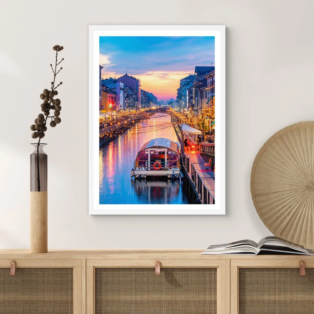 Poster in einem weißen Rahmen - Ein Abend voller Licht und Spaß - 61x91 cm