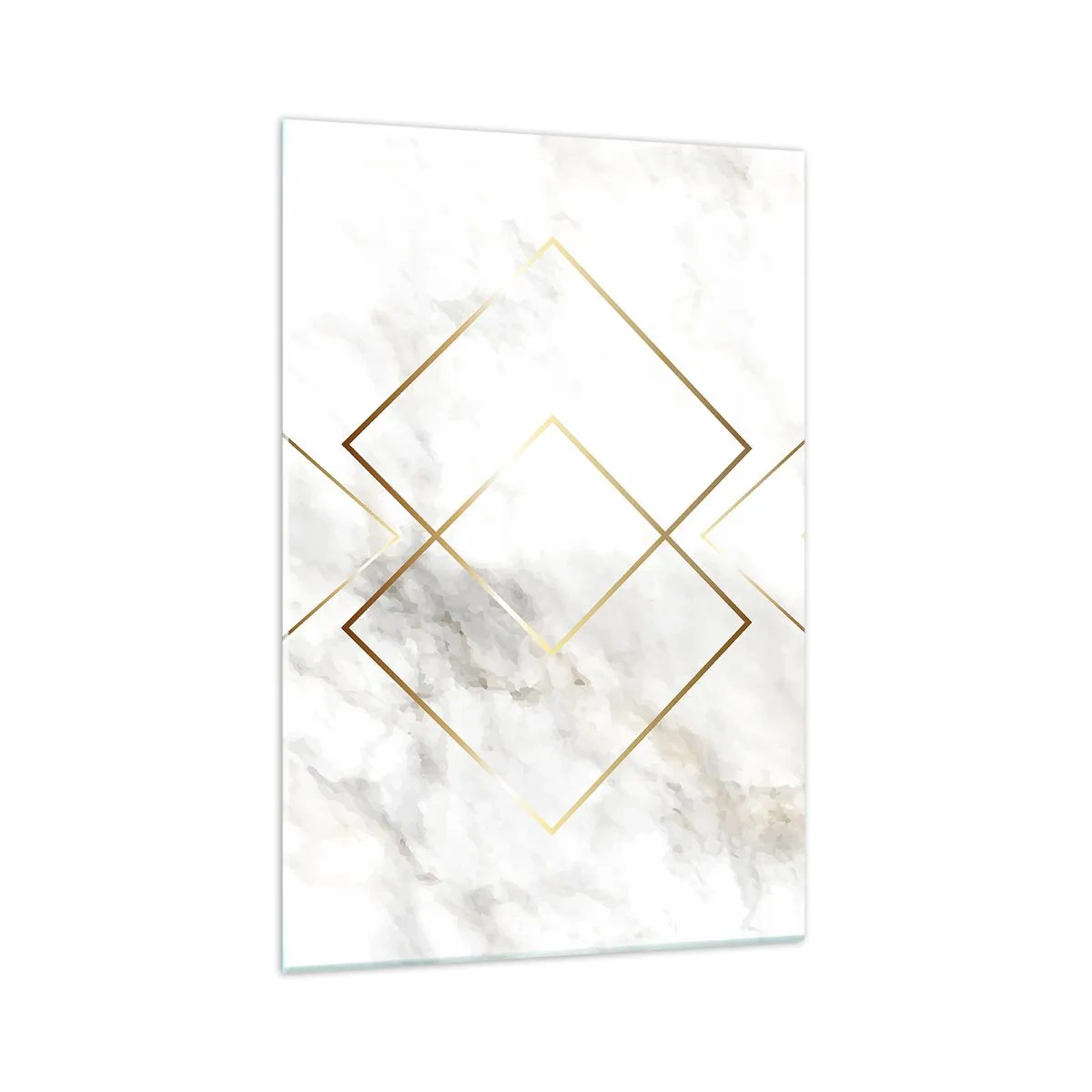 Glasbild - Bild auf glas - Minimalistische goldene Rauten auf Marmorhintergrund - 70x100cm - Ein Blick in die Unendlichkeit - Moderne Wanddekoration für Wohnzimmer und Schlafzimmer ARTTOR