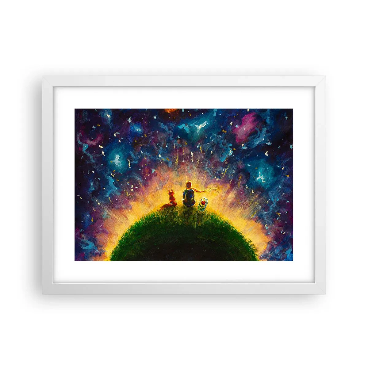 Poster in einem weißen Rahmen - Liebe und Freundschaft - die ganze Welt - 40x30 cm