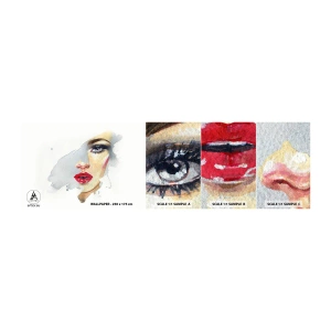Fototapeten Muster Selbstklebend Deluxe Sticker - Abspiegeln in einem Wassertropfen - Das Gesicht einer Frau, Frau, rote Lippen - 100x30 cm