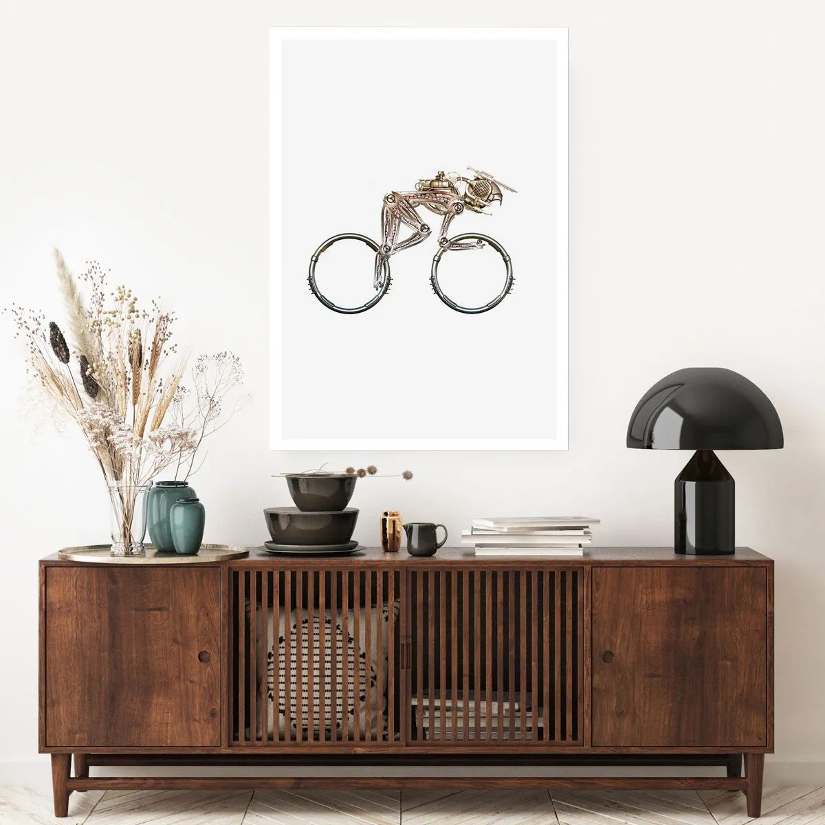 Poster - Ein Fahrrad aus Metallteilen - 50x70cm - Eine tolle Maschine - Moderne Wanddekoration für Wohnzimmer und Schlafzimmer ARTTOR