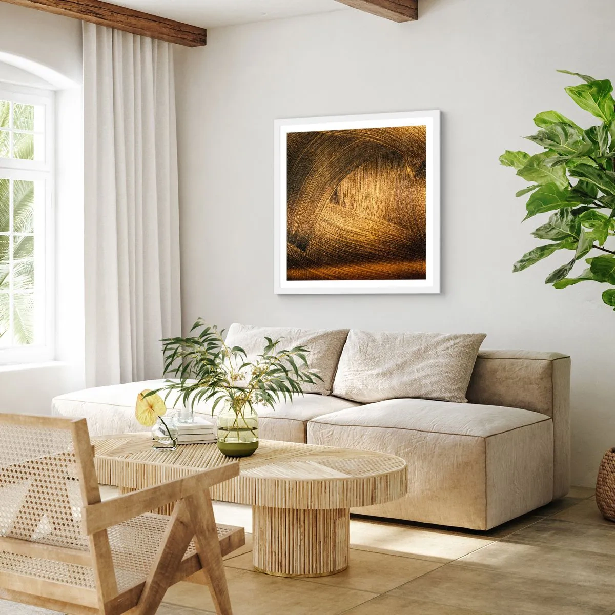 Poster in einem weißen Rahmen - In einem goldenen Labyrinth - 30x30 cm