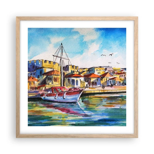 Poster in einem Rahmen aus heller Eiche - Regenbogennachmittag - 50x50 cm