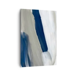 Bild auf Leinwand - Leinwandbild - Abstrakte Pinselstriche in Blau- und Grautönen - 70x100cm - Begegnung mit dem Weißsein - Moderne Wanddekoration für Wohnzimmer und Schlafzimmer ARTTOR