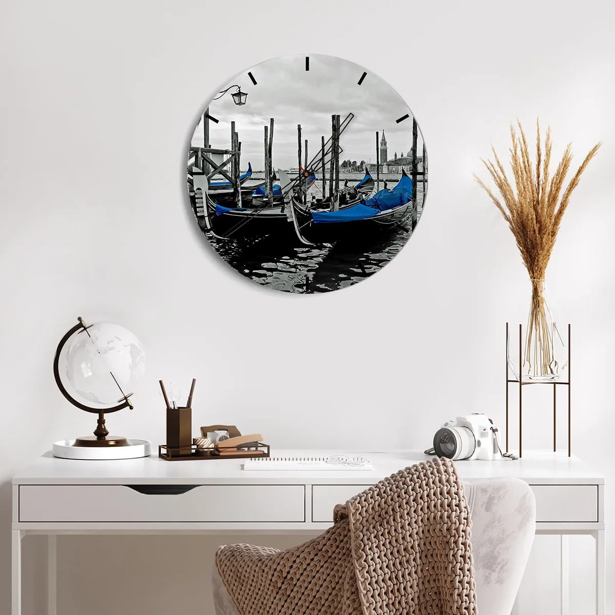 Wanduhr - Glasuhr - Nachdenkliches Venedig - 40x40 cm