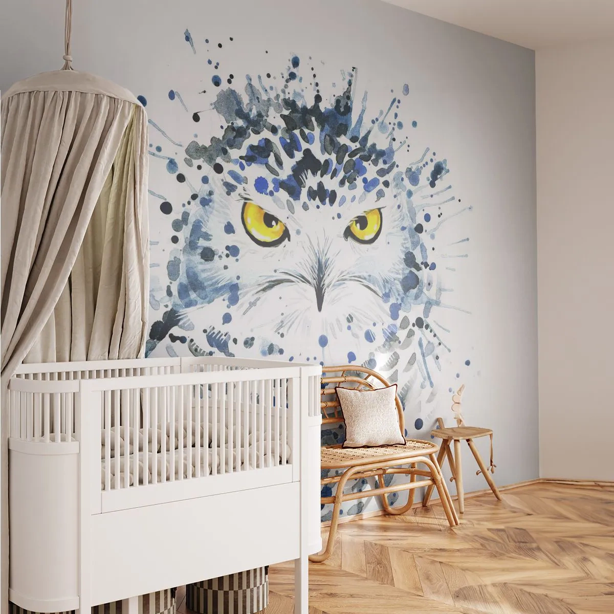 Fototapete Premium Sand - Direkt in die Augen - Vogel, Eule, Tiere - 100x70 cm