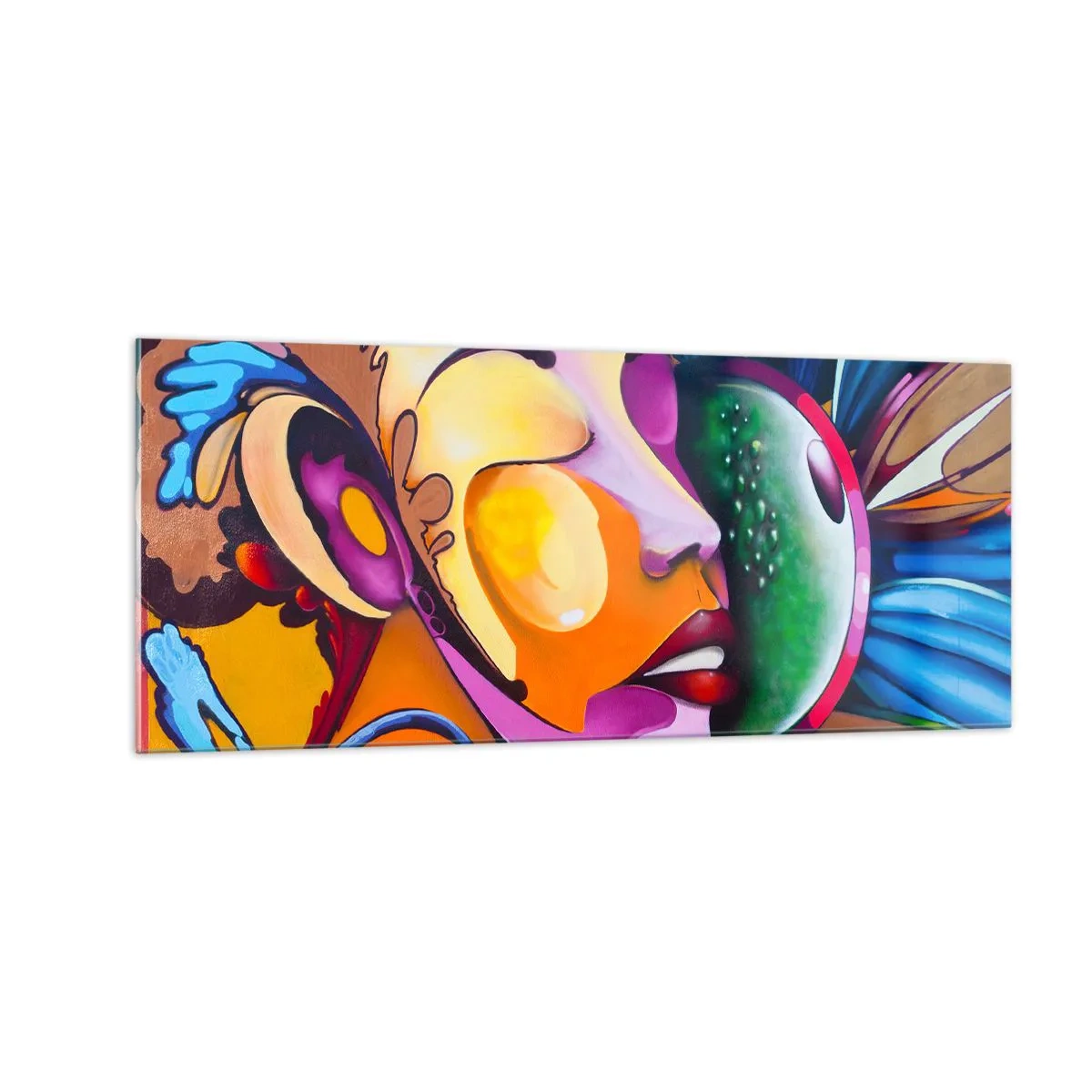 Glasbild - Bild auf glas - Mit Farbe berühren - 100x40 cm