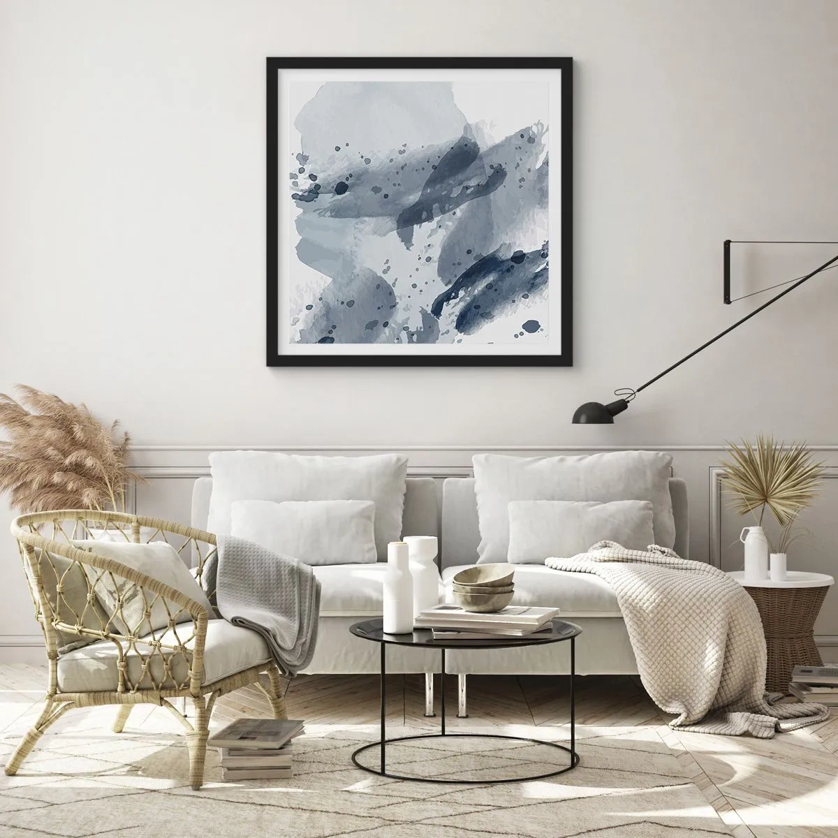 Poster in einem schwarzem Rahmen - Eine Studie über die Natur des Wassers - 30x30 cm