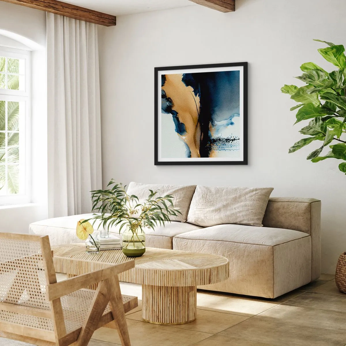 Poster in einem schwarzem Rahmen - Hinter dem Vorhang - 60x60 cm