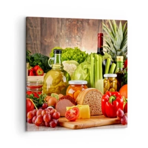 Bild auf Leinwand - Leinwandbild - Geräuchert, gebacken und eingelegt - 50x50 cm