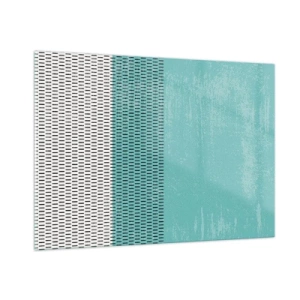 Glasbild - Bild auf glas - Moderne Abstraktion in Türkis und Weiß - 100x70cm - Eine ausgewogene Komposition - Moderne Wanddekoration für Wohnzimmer und Schlafzimmer ARTTOR