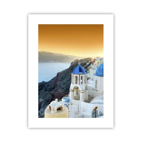 Poster - Santorini - an die Felsen gekuschelt - 30x40 cm