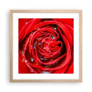 Poster in einem Rahmen aus heller Eiche - In den Tautropfen - 40x40 cm