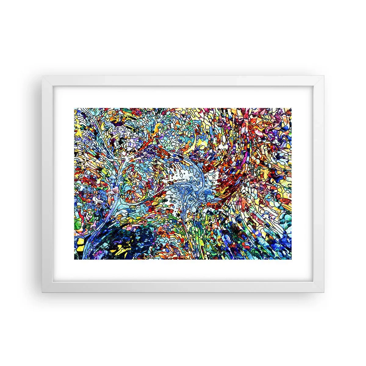 Poster in einem weißen Rahmen - Glasmalerei Wassertropfen - 40x30 cm