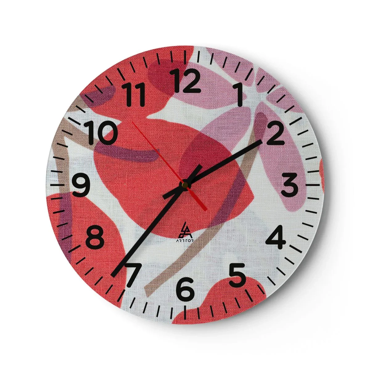 Wanduhr - Glasuhr - Blumenarrangement in Rosa - 40x40 cm