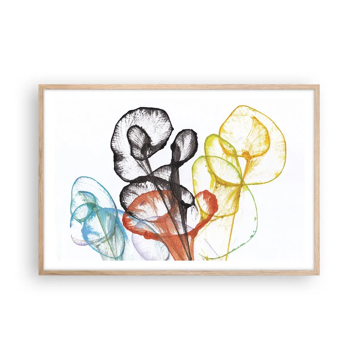 Poster in einem Rahmen aus heller Eiche - Blumen mit Seele - 91x61 cm