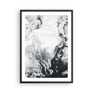 Poster in einem schwarzem Rahmen - Abstrakte Schwarz-Weiß-Muster - 50x70cm - Das Innere der Erde - Moderne Wanddekoration für Wohnzimmer und Schlafzimmer ARTTOR