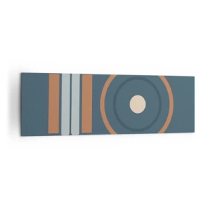 Bild auf Leinwand - Leinwandbild - Eine geometrische Komposition mit Kreisen und Rechtecken in gedämpften Farben. - 160x50cm - Das Wesen der Dinge - Moderne Wanddekoration für Wohnzimmer und Schlafzimmer ARTTOR