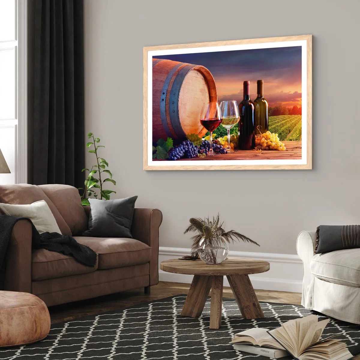 Poster in einem Rahmen aus heller Eiche - Hier schmeckt das Leben - 50x40 cm