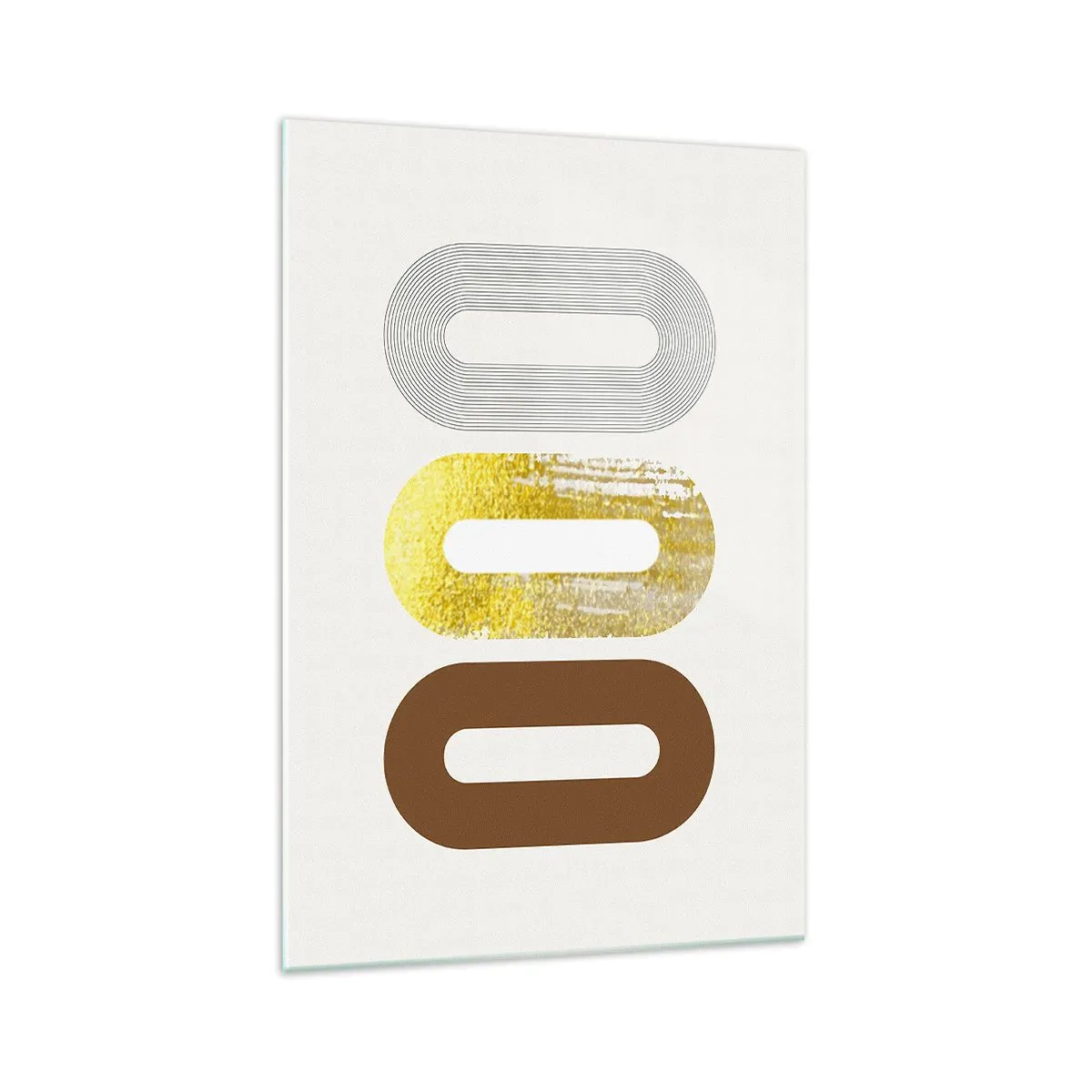 Glasbild - Bild auf glas - Abstraktes Motiv aus drei geometrischen Formen - 70x100cm - Oooh! - Moderne Wanddekoration für Wohnzimmer und Schlafzimmer ARTTOR