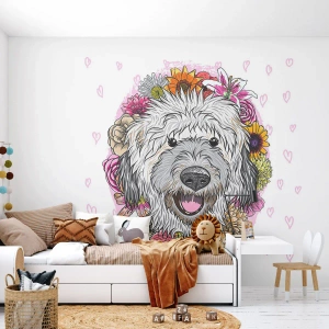 Fototapete Premium Canvas - Welpenfreude - Abstraktion, Hund, Für Kinder - 300x210 cm