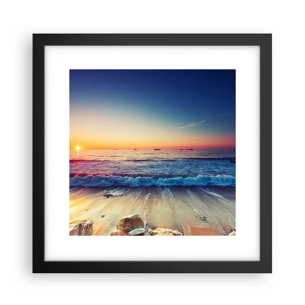 Poster in einem schwarzem Rahmen - Was ist mit dem Horizont? - 30x30 cm