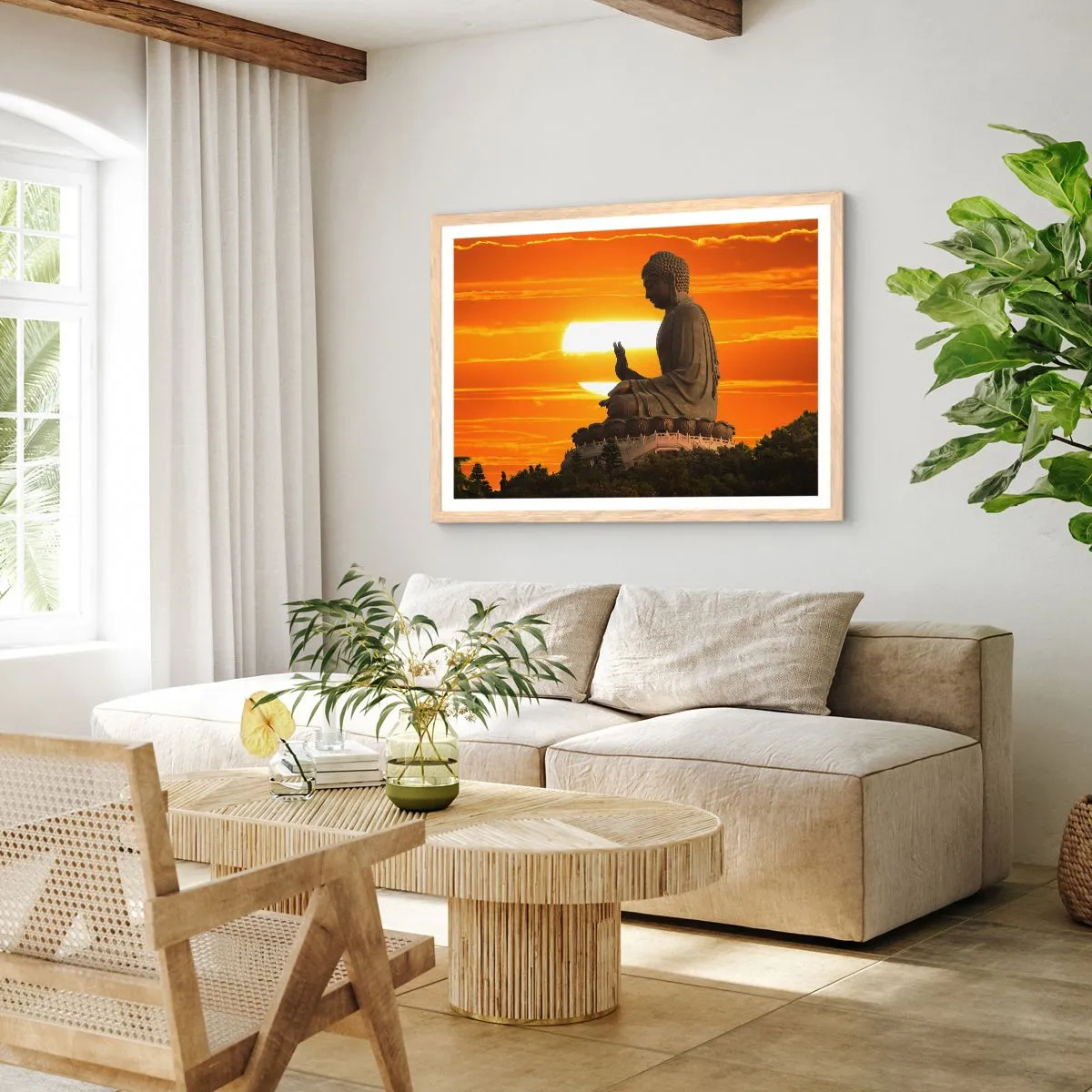 Poster in einem Rahmen aus heller Eiche - Keine Angst vor der Welt - 40x30 cm