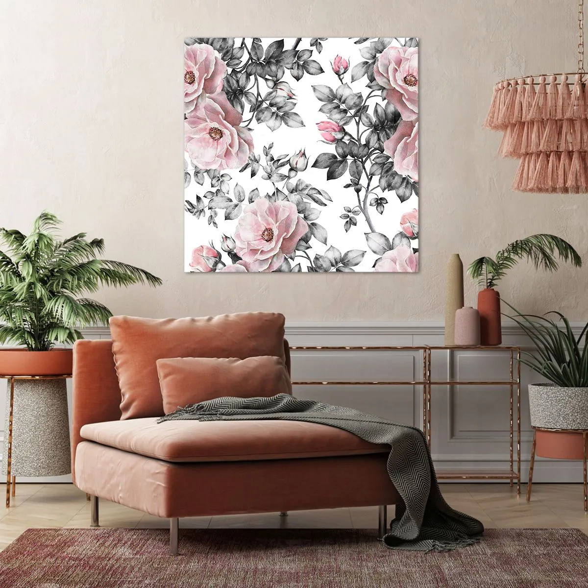 Bild auf Leinwand - Leinwandbild - Verliere dich in den Blüten der Rosen - 50x50 cm