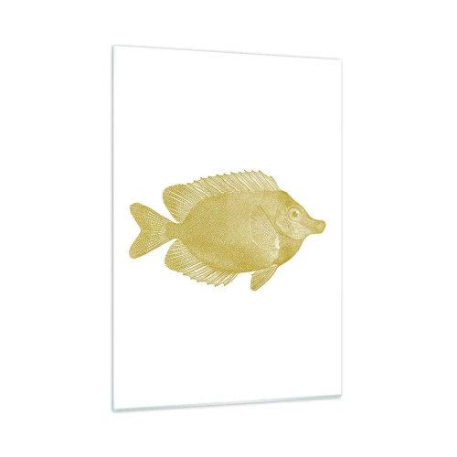Glasbild - Bild auf glas - Vintage Goldfisch auf hellem Hintergrund - 50x70cm - Fisch und das war’s - Moderne Wanddekoration für Wohnzimmer und Schlafzimmer ARTTOR
