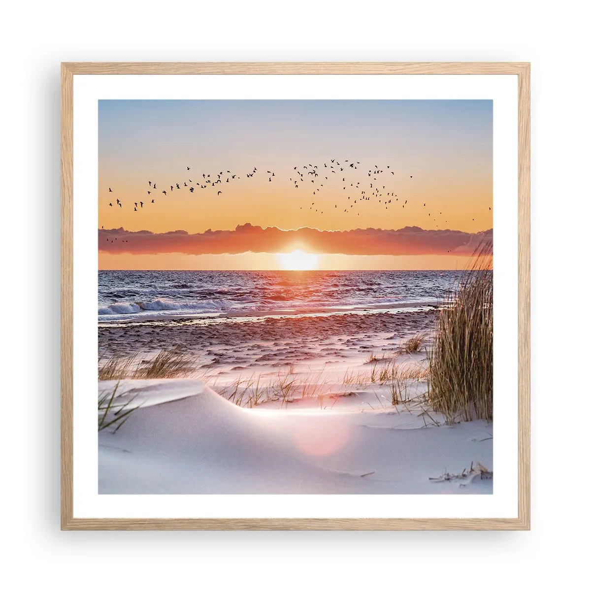 Poster in einem Rahmen aus heller Eiche - Horizontale Landschaft - 60x60 cm