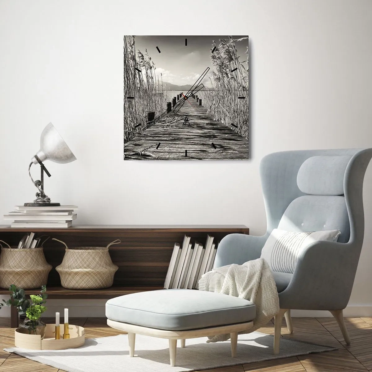 Wanduhr - Glasuhr - In der Stille des Grases - 30x30 cm