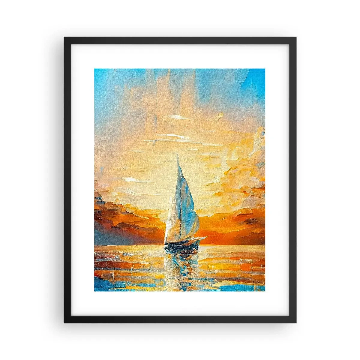 Poster in einem schwarzem Rahmen - In Gold segeln - 40x50 cm