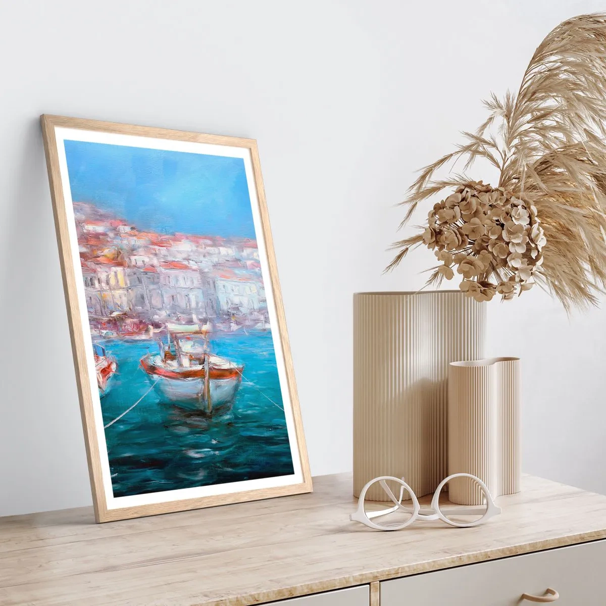 Poster in einem Rahmen aus heller Eiche - Italienische Bucht - 70x100 cm