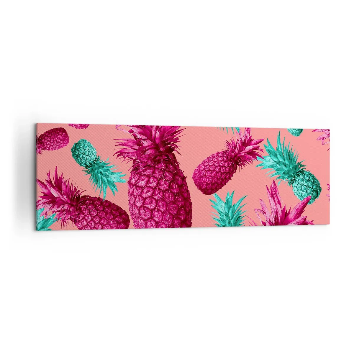 Bild auf Leinwand - Leinwandbild - Exotische Ananas in Pink und Türkis - 160x50cm - Freiheit ist süß - Moderne Wanddekoration für Wohnzimmer und Schlafzimmer ARTTOR
