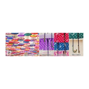 Fototapeten Muster Premium Sand - Stadtwiese - Stadt, Bunte Regenschirme, Stück - 100x30 cm