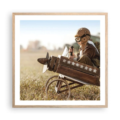 Poster in einem Rahmen aus heller Eiche - Start in Richtung eines Traums - 60x60 cm