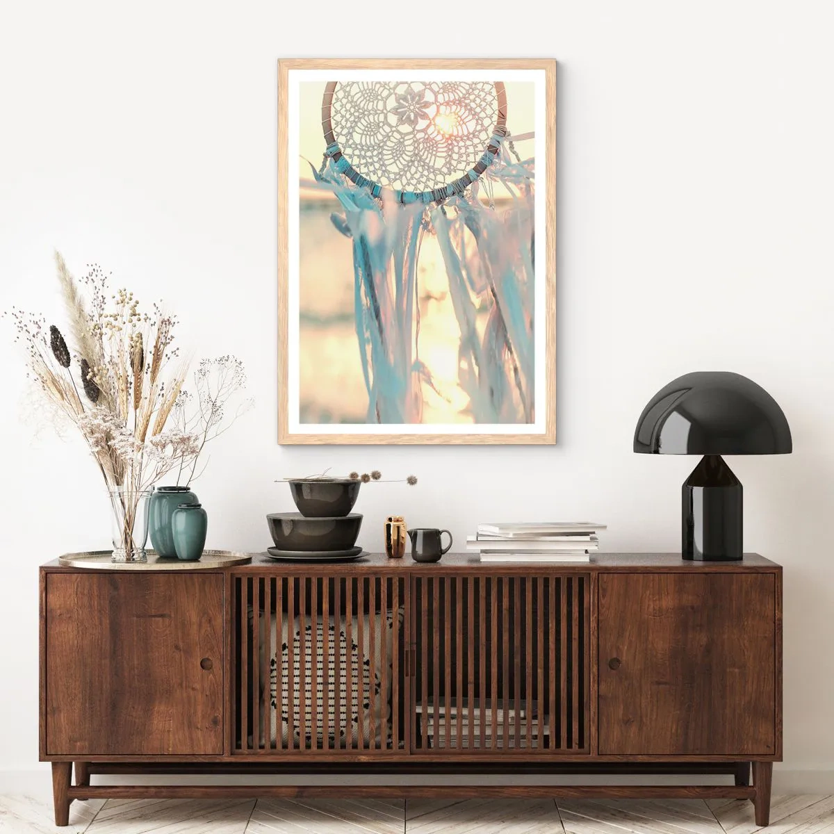 Poster in einem Rahmen aus heller Eiche - Totem aus Spitze - 50x70 cm